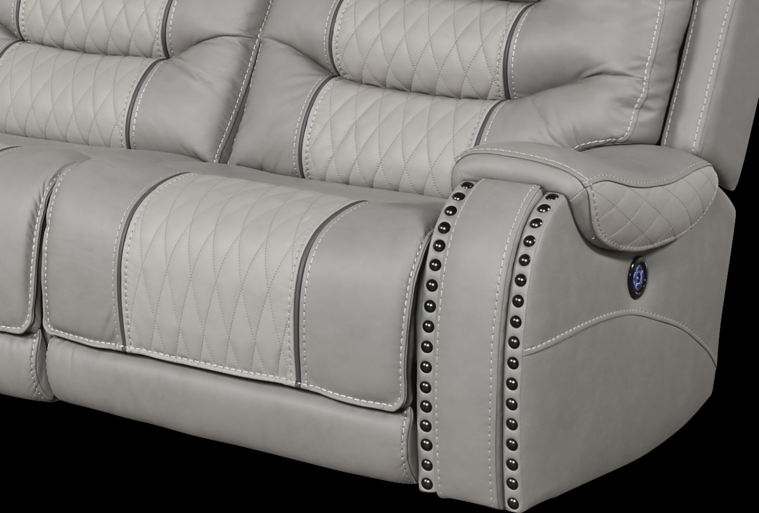 Headliner Gray Leather 8 Pc Dual Power Reclining Sectional Living Room - Thumbnail - Image 9