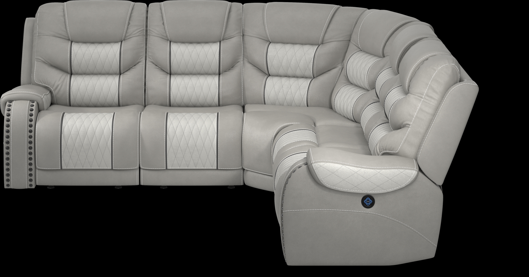 Headliner Gray Leather 5 Pc Dual Power Reclining Sectional - Thumbnail - Image 3