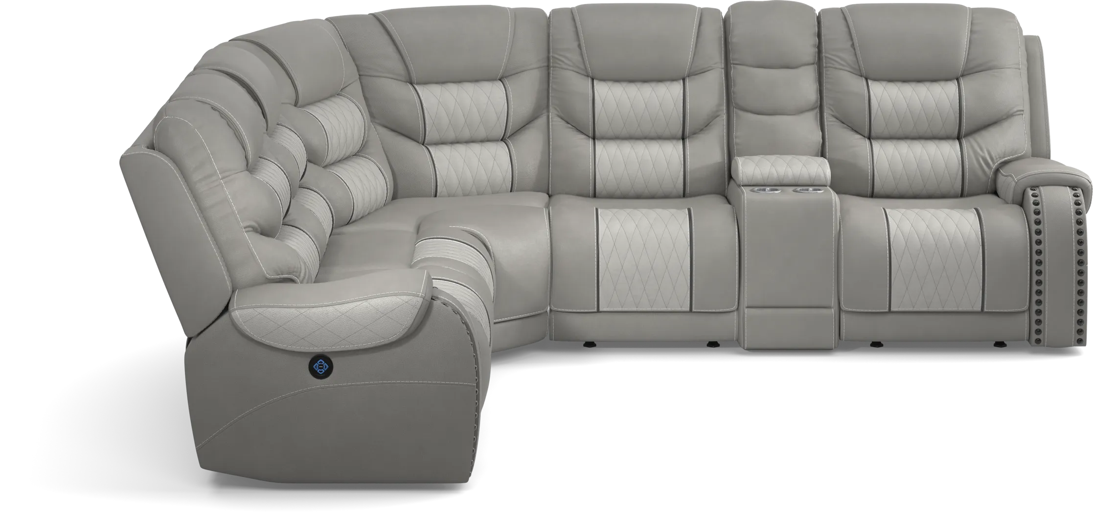 Eric Church Highway To Home Headliner Gray Leather 6 Pc Dual Power Reclining Sectional - Image 5