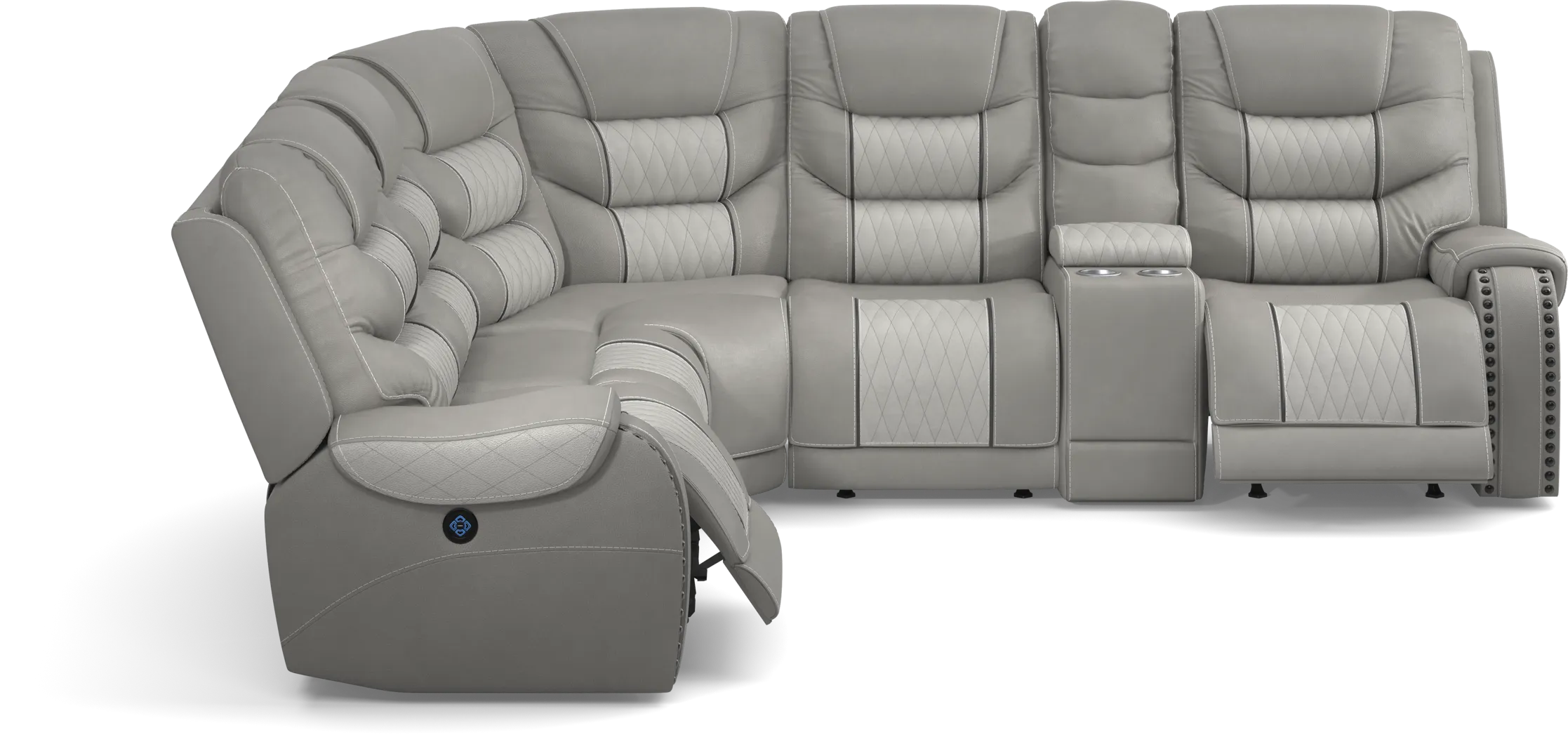 Eric Church Highway To Home Headliner Gray Leather 6 Pc Dual Power Reclining Sectional - Image 7