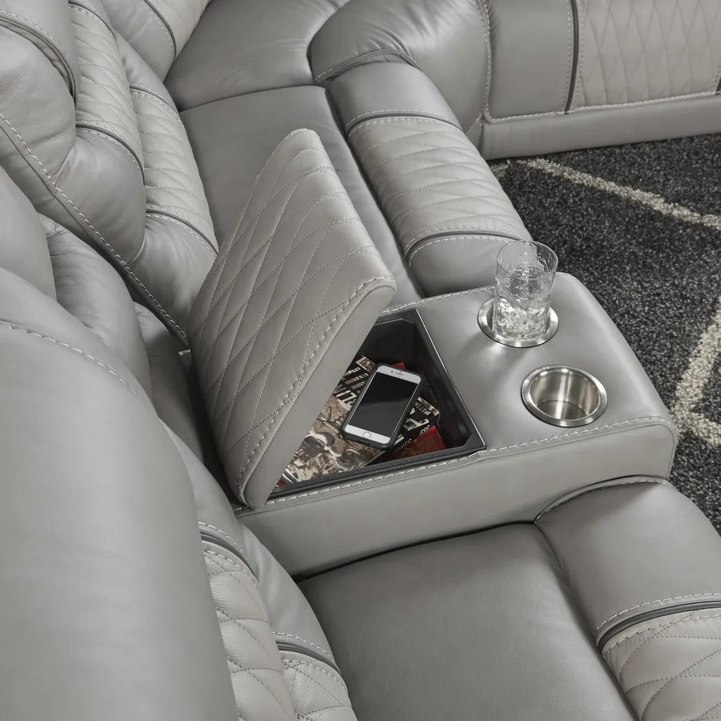 Eric Church Highway To Home Headliner Gray Leather 6 Pc Dual Power Reclining Sectional - Image 9