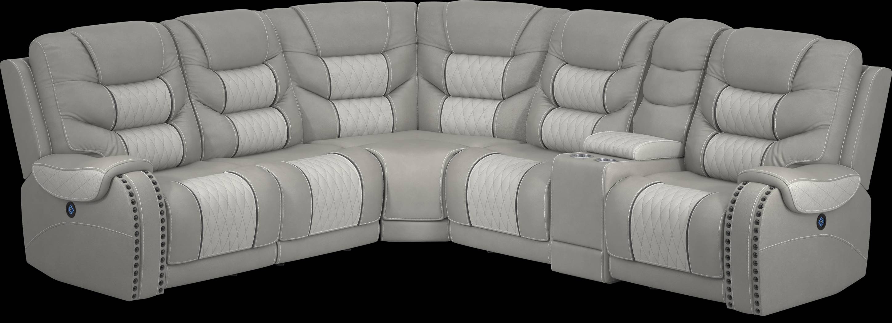 Eric Church Highway To Home Headliner Gray Leather 6 Pc Dual Power Reclining Sectional - Thumbnail - Image 1
