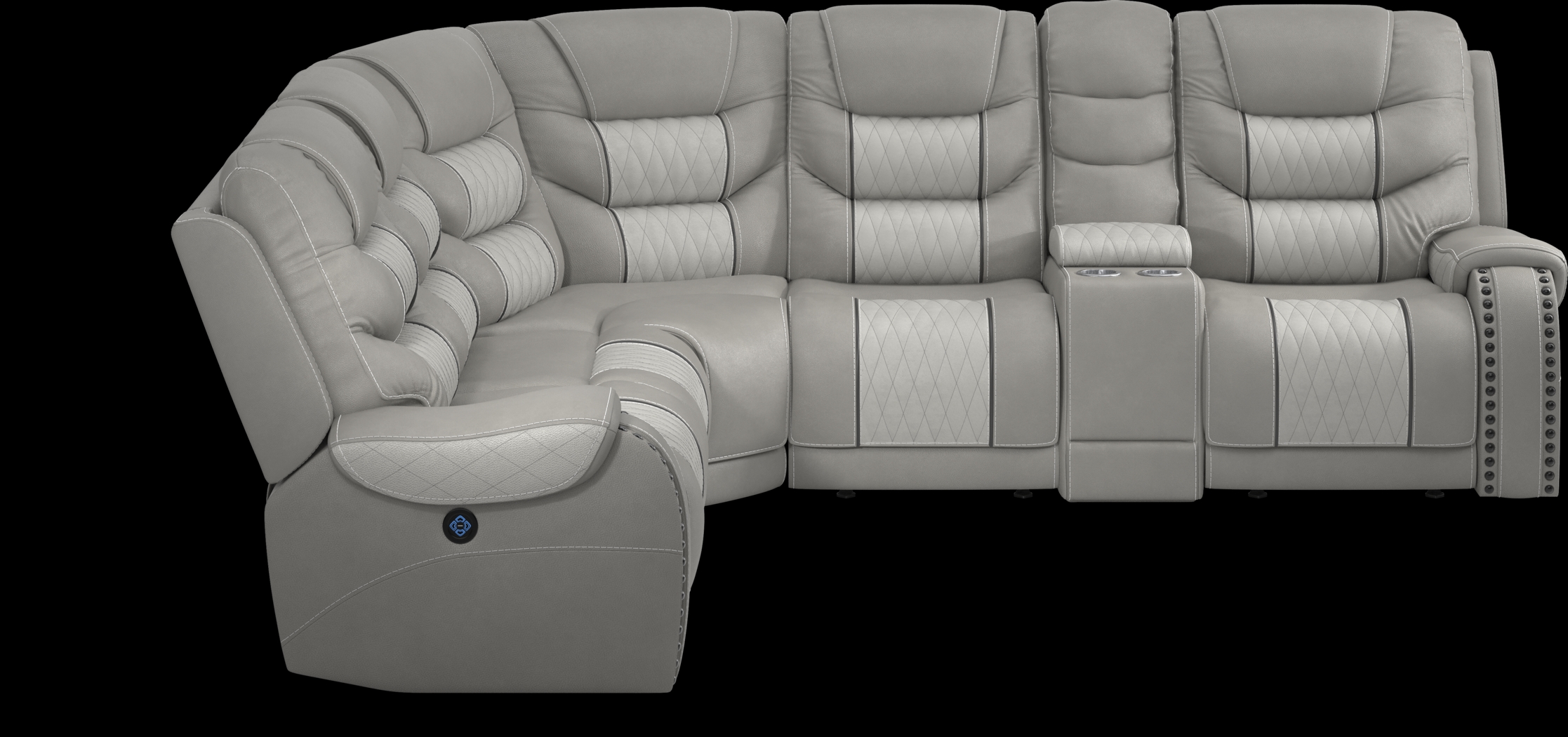 Headliner Gray Leather 6 Pc Dual Power Reclining Sectional - Thumbnail - Image 4