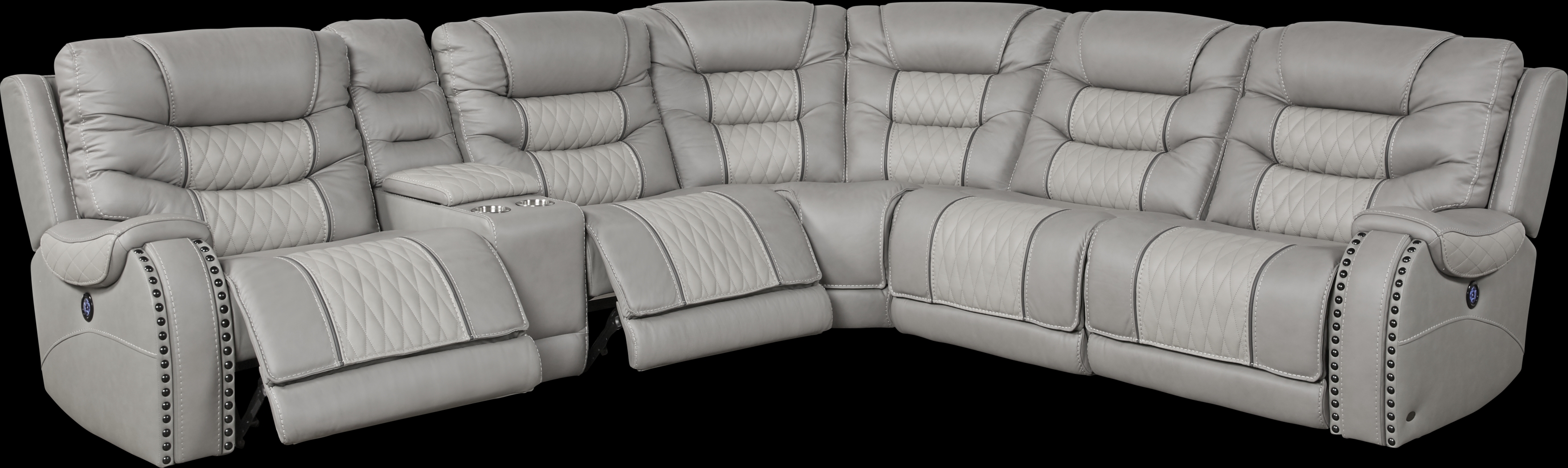 Eric Church Highway To Home Headliner Gray Leather 6 Pc Dual Power Reclining Sectional - Thumbnail - Image 3