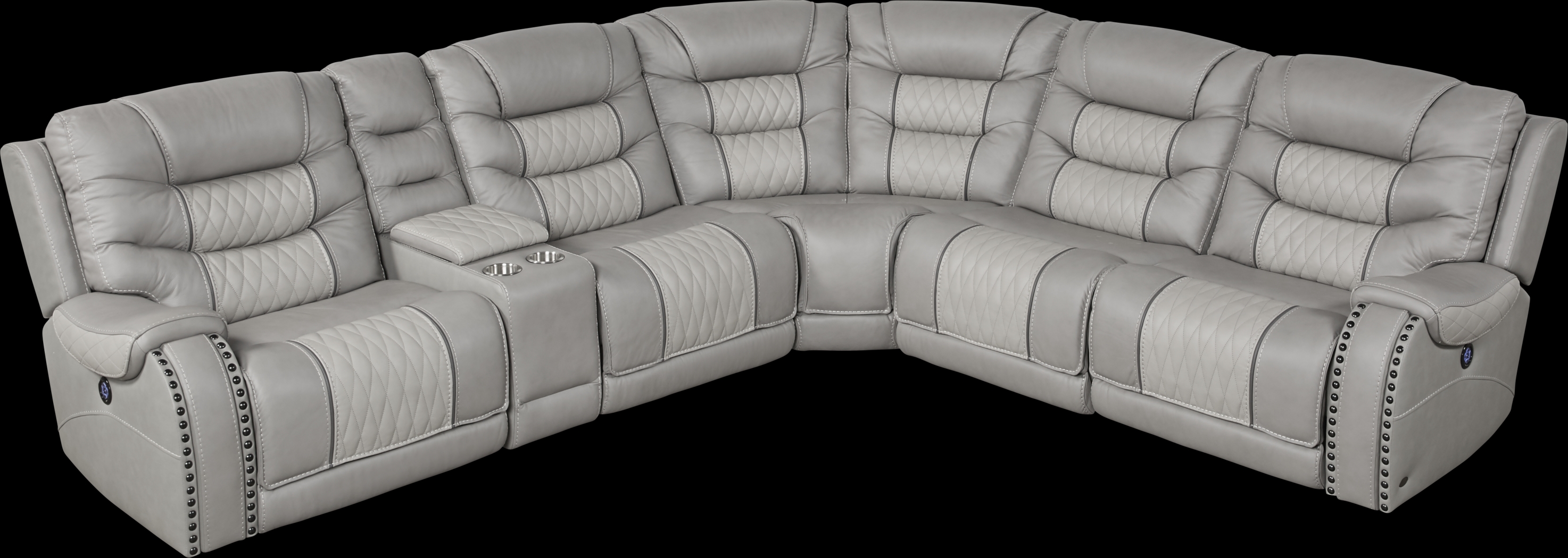 Eric Church Highway To Home Headliner Gray Leather 9 Pc Dual Power Reclining Sectional Living Room - Thumbnail - Image 5