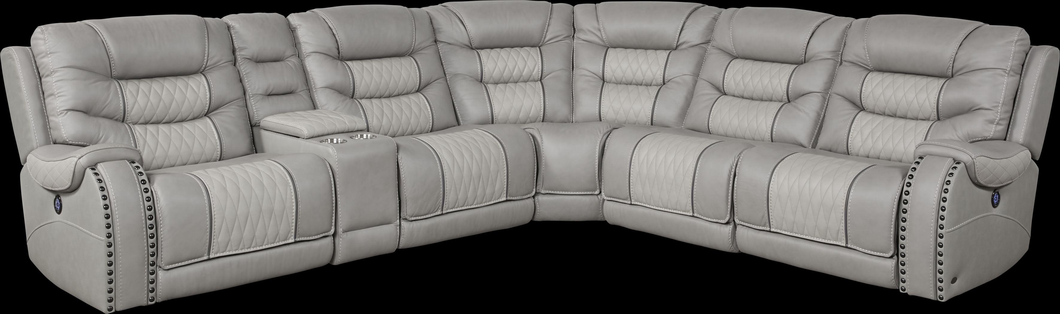 Eric Church Highway To Home Headliner Gray Leather 6 Pc Dual Power Reclining Sectional - Thumbnail - Image 1