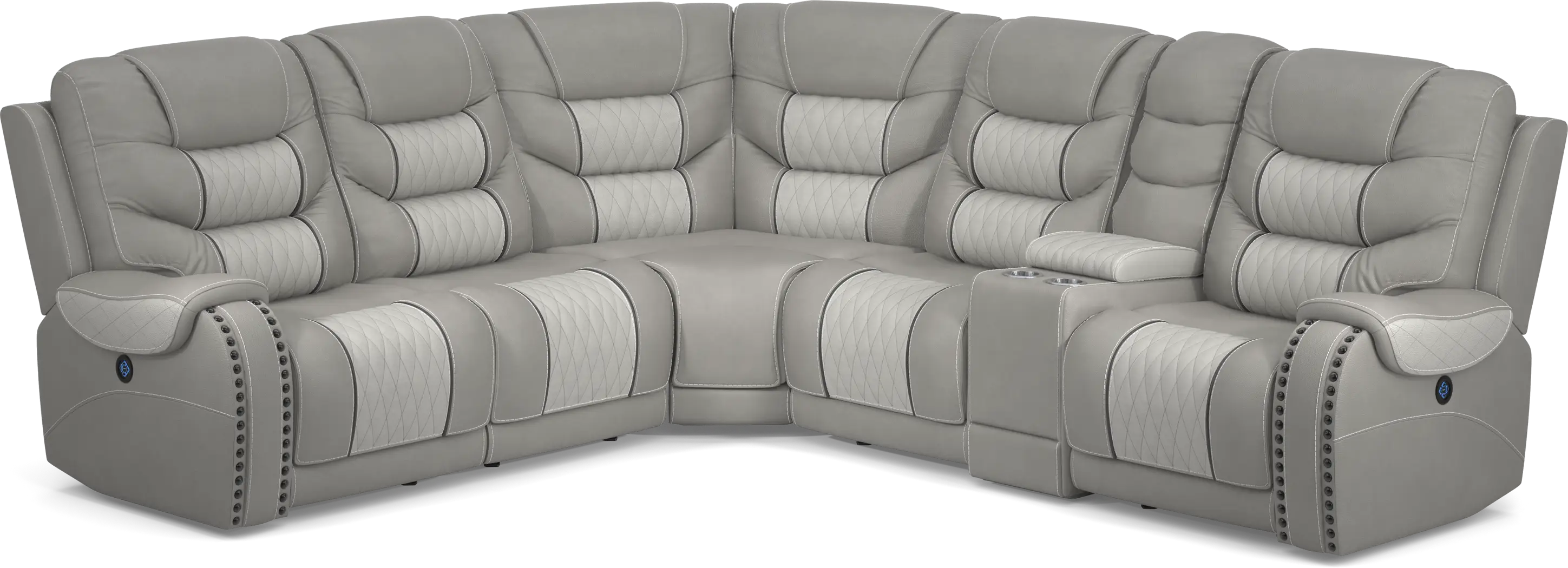Eric Church Highway To Home Headliner Gray Leather 6 Pc Dual Power Reclining Sectional - Thumbnail - Image 1