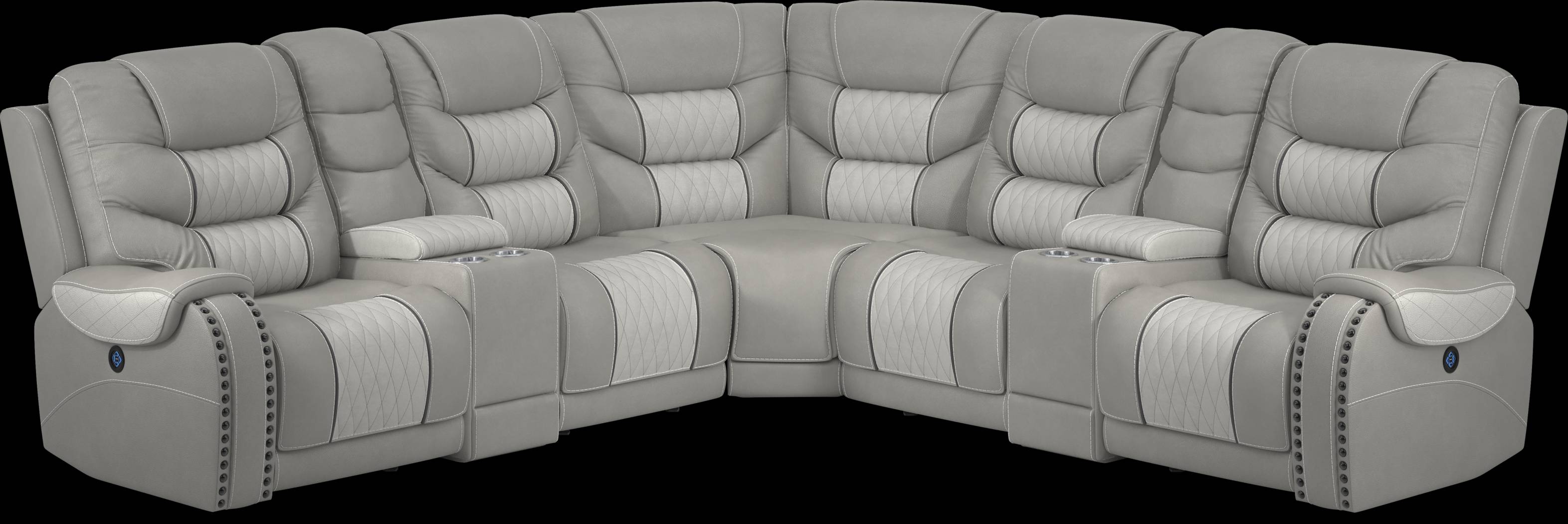Eric Church Highway To Home Headliner Gray Leather 7 Pc Dual Power Reclining Sectional - Thumbnail - Image 1