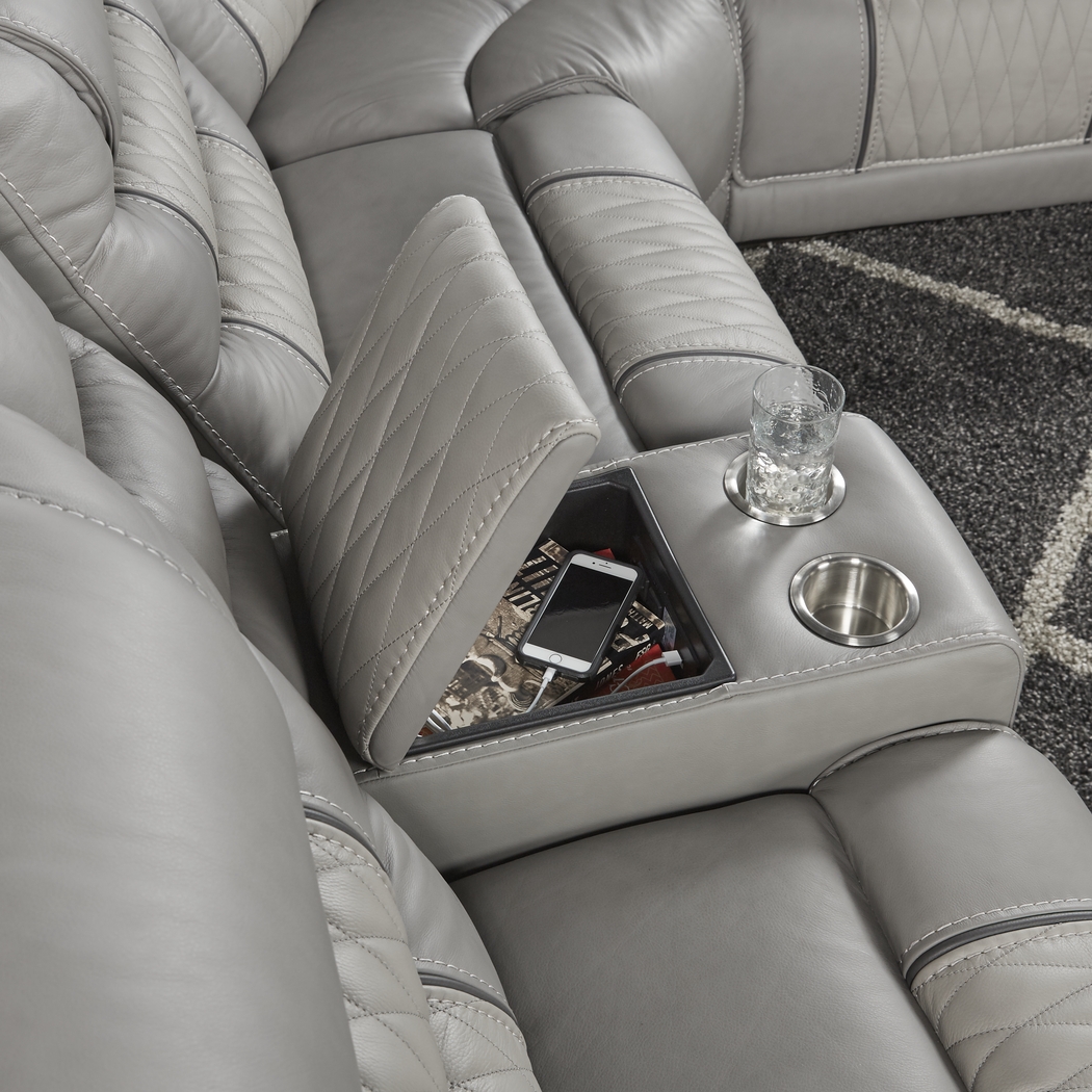 Eric Church Highway To Home Headliner Gray Leather 9 Pc Dual Power Reclining Sectional Living Room - Thumbnail - Image 2