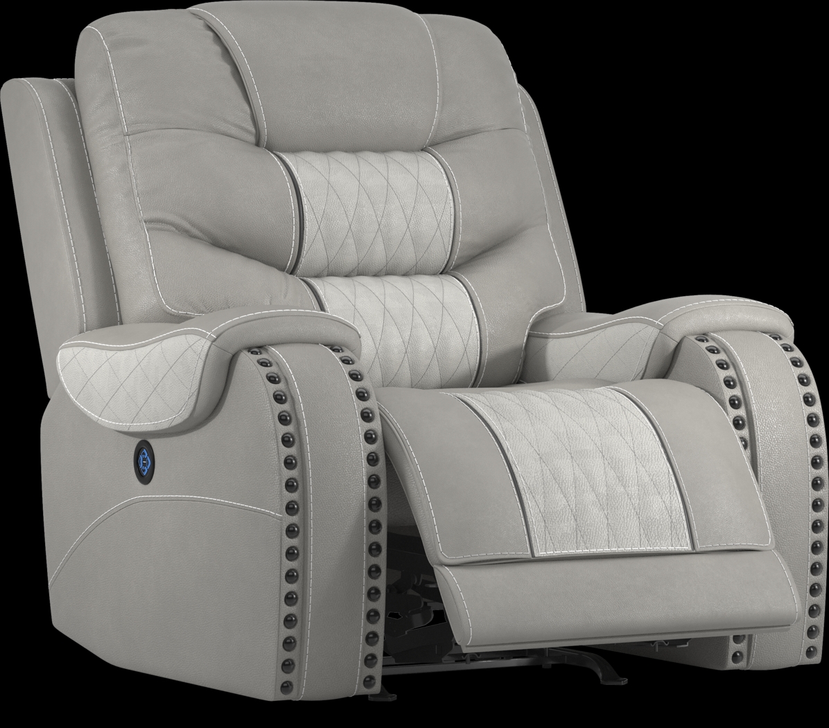 Headliner Gray Leather 8 Pc Reclining Living Room with Dual Power Reclining Loveseat - Thumbnail - Image 15