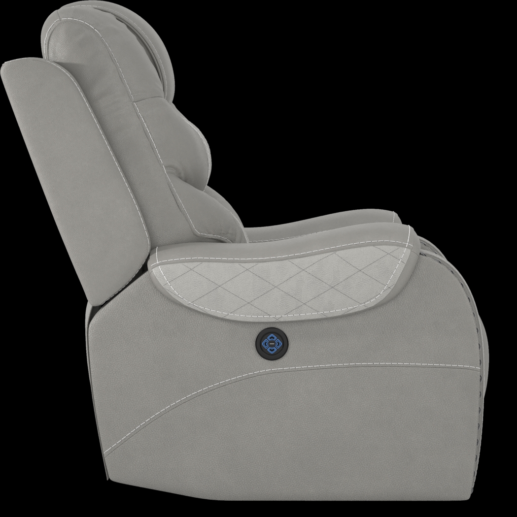 Headliner Gray Leather 8 Pc Reclining Living Room with Dual Power Reclining Loveseat - Thumbnail - Image 17