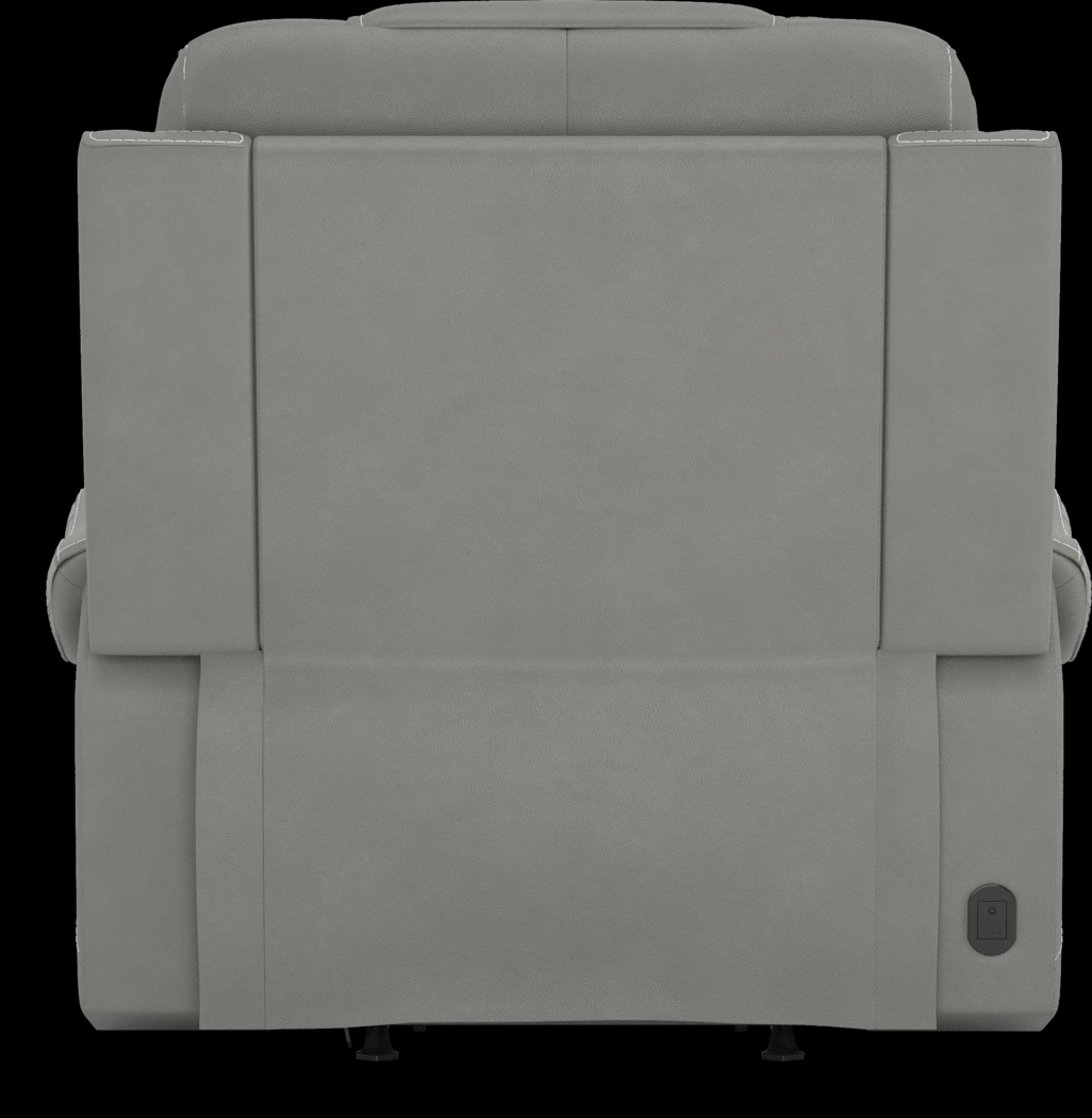 Headliner Gray Leather 8 Pc Reclining Living Room with Dual Power Reclining Loveseat - Thumbnail - Image 19