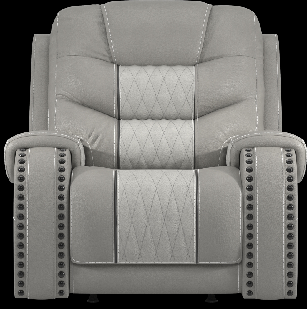 Headliner Gray Leather 8 Pc Reclining Living Room with Dual Power Reclining Loveseat - Thumbnail - Image 14