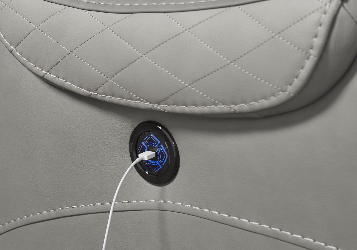 Headliner Gray Leather 8 Pc Reclining Living Room with Dual Power Reclining Loveseat - Thumbnail - Image 7