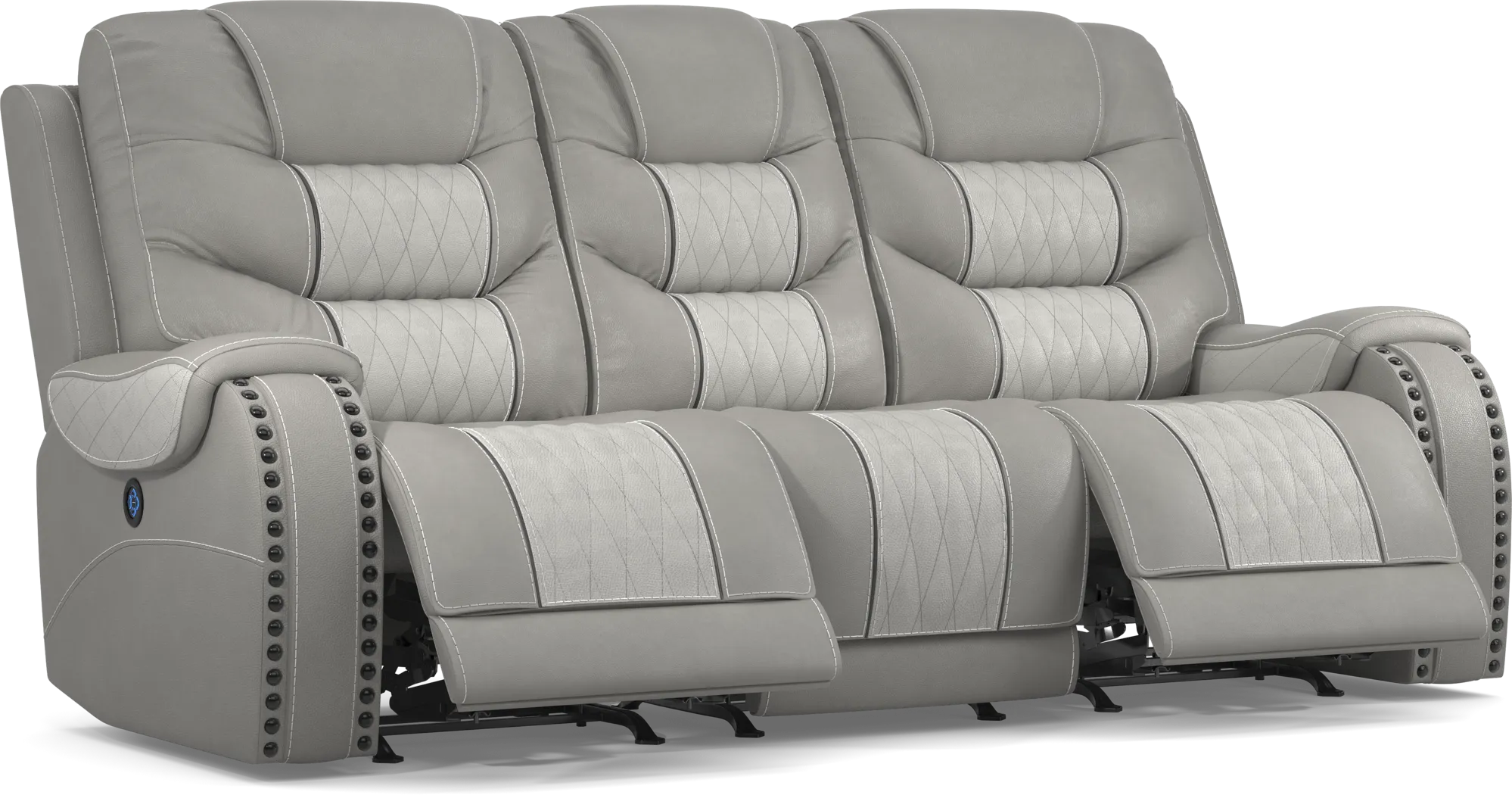 Eric Church Highway To Home Headliner Gray Leather Dual Power Reclining Sofa - Thumbnail - Image 3