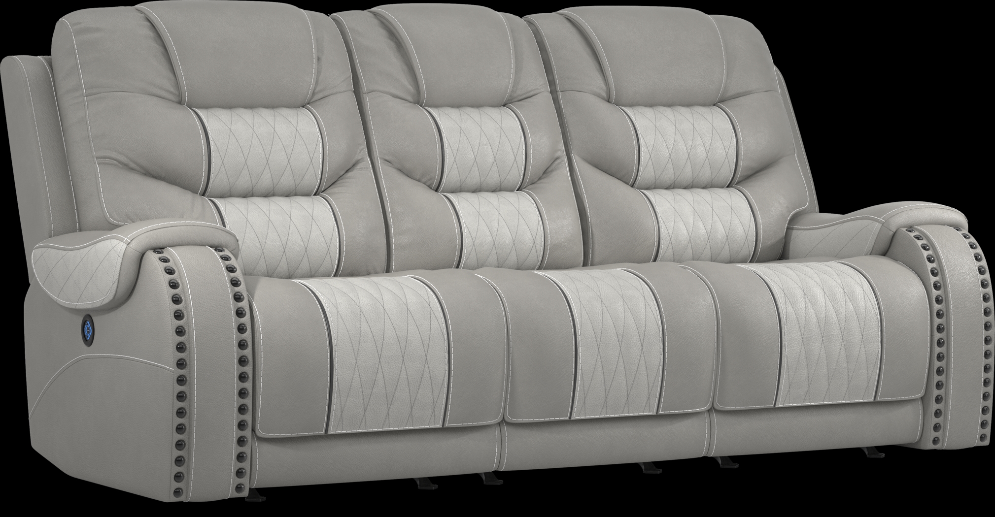 Headliner Gray Leather 8 Pc Dual Power Reclining Living Room - Thumbnail - Image 3