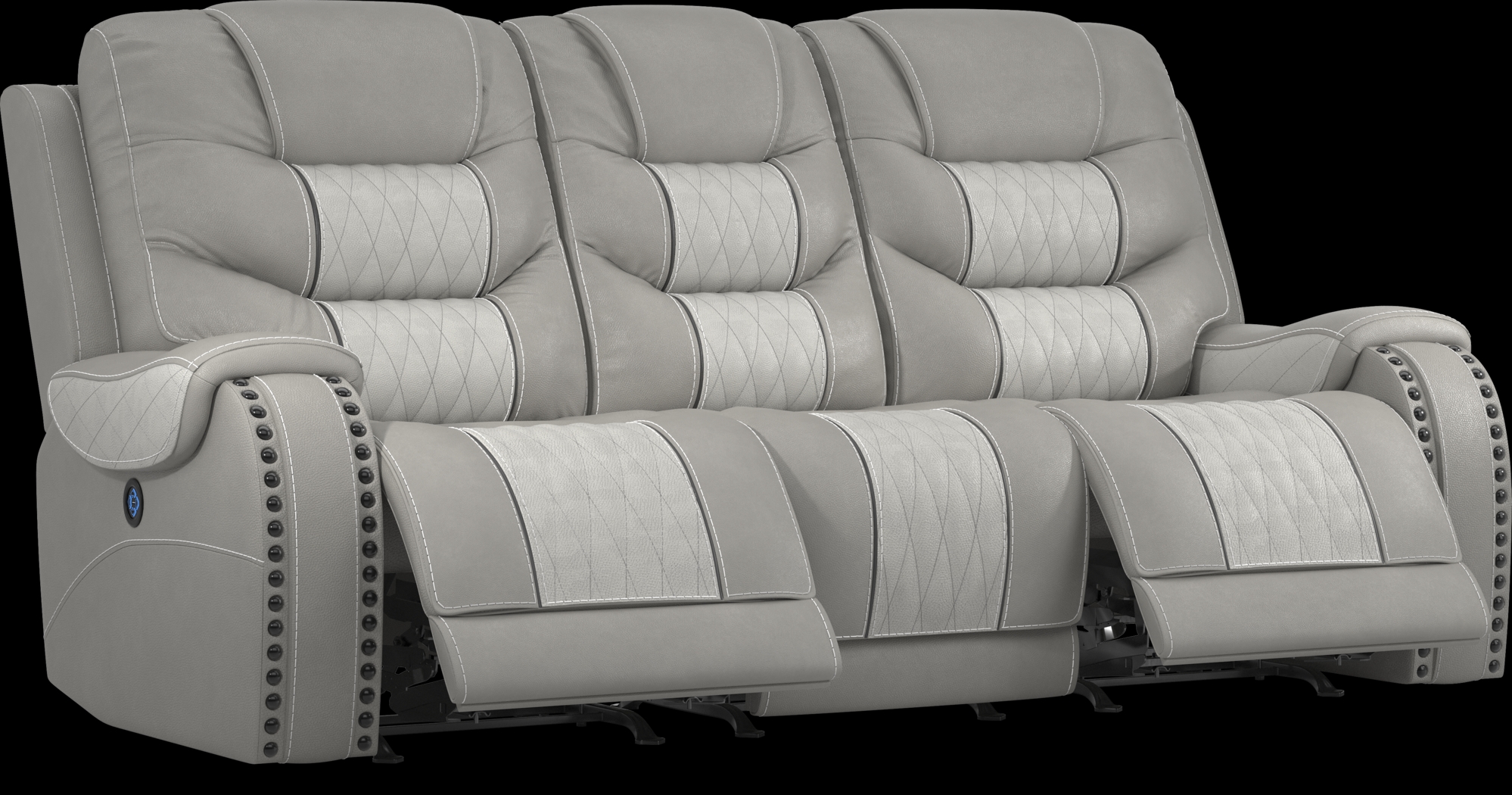 Headliner Gray Leather 8 Pc Dual Power Reclining Living Room - Thumbnail - Image 4