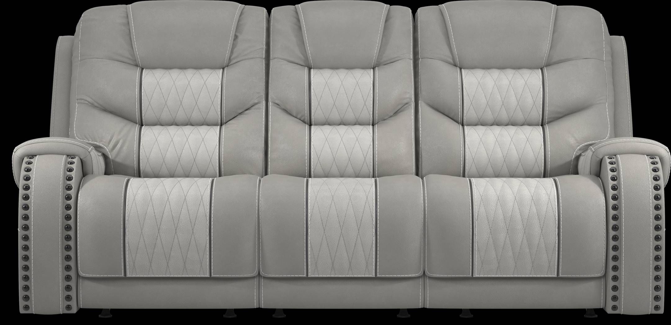 Headliner Gray Leather 8 Pc Dual Power Reclining Living Room - Thumbnail - Image 2