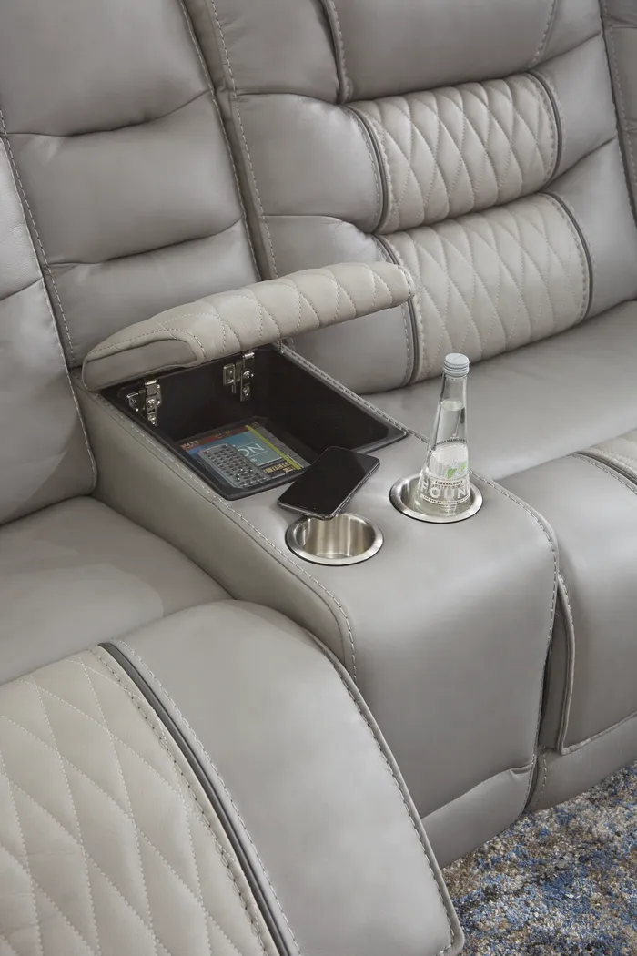 Eric Church Highway To Home Headliner Gray Leather Reclining Console Loveseat - Thumbnail - Image 3