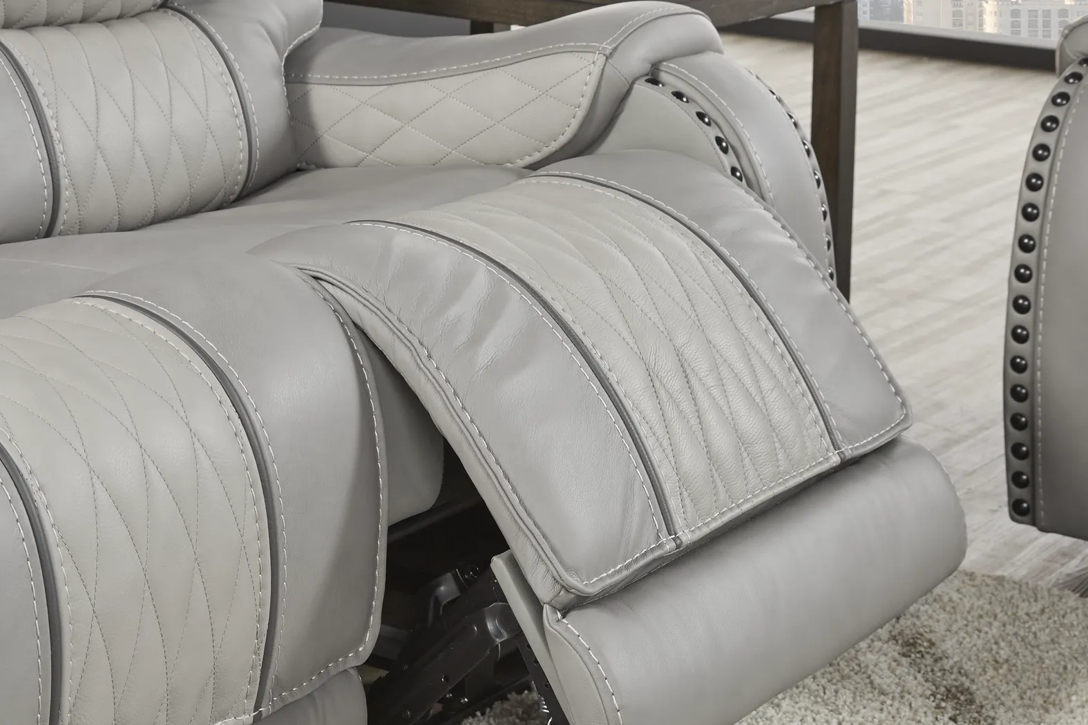 Eric Church Highway To Home Headliner Gray Leather Reclining Sofa - Image 6