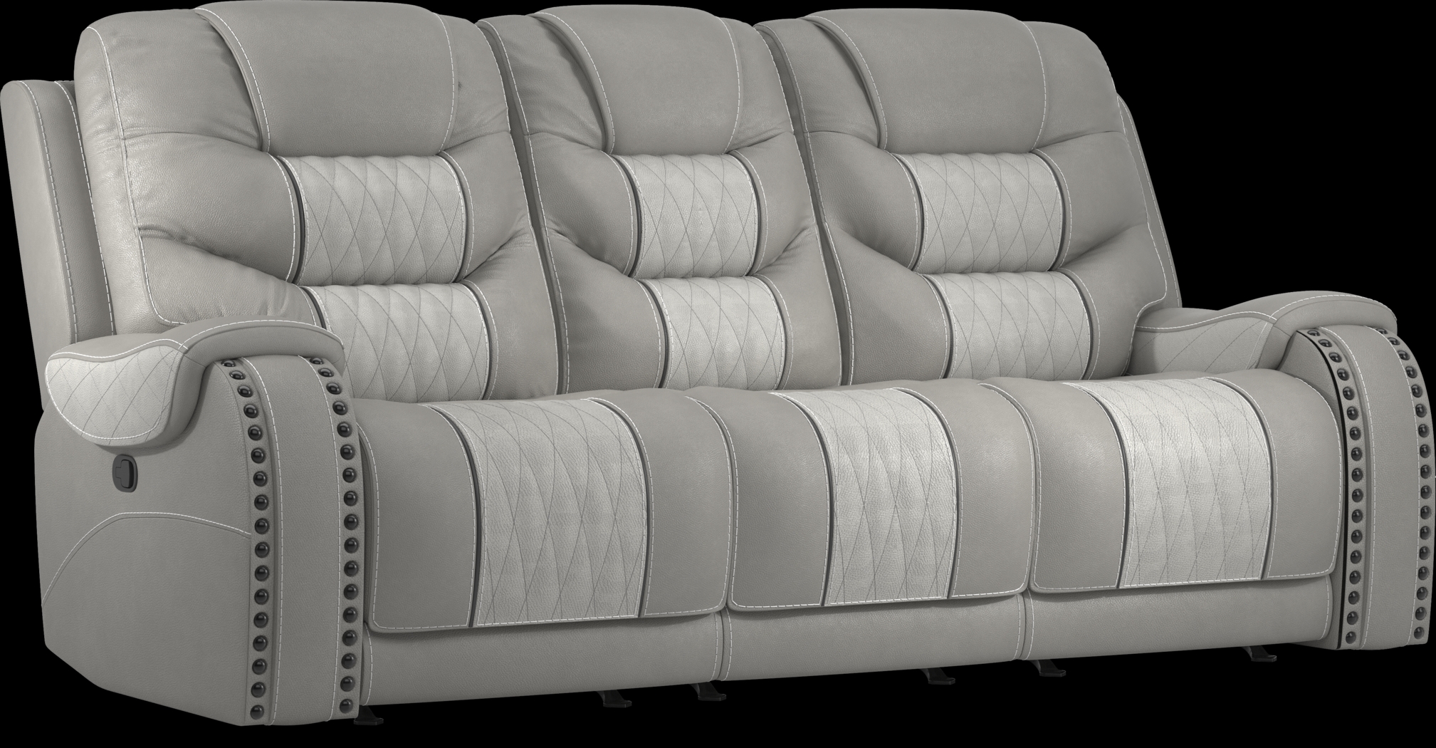Headliner Gray Leather 8 Pc Reclining Living Room with Dual Power Reclining Loveseat - Thumbnail - Image 12