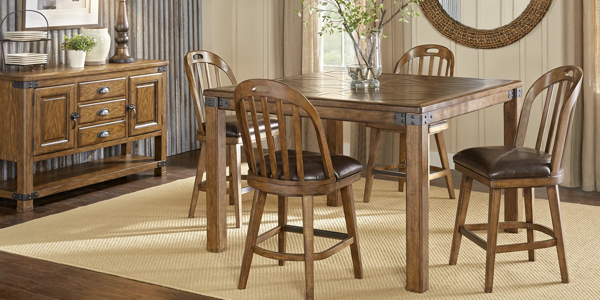 Eric Church Highway To Home Heartland Falls Brown 5 Pc Counter Height Dining Room - Thumbnail - Image 1
