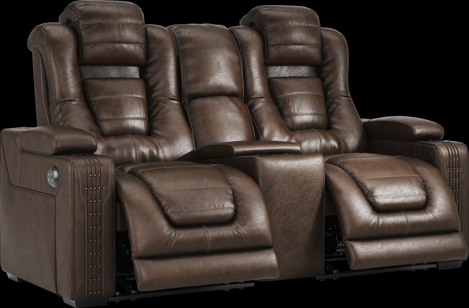 Renegade Brown Leather 3 Pc Dual Power Reclining Living Room - Thumbnail - Image 14