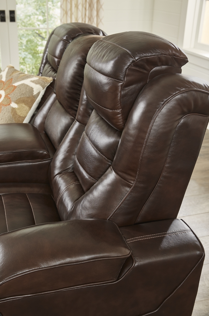 Renegade Brown Leather 3 Pc Dual Power Reclining Living Room - Thumbnail - Image 17