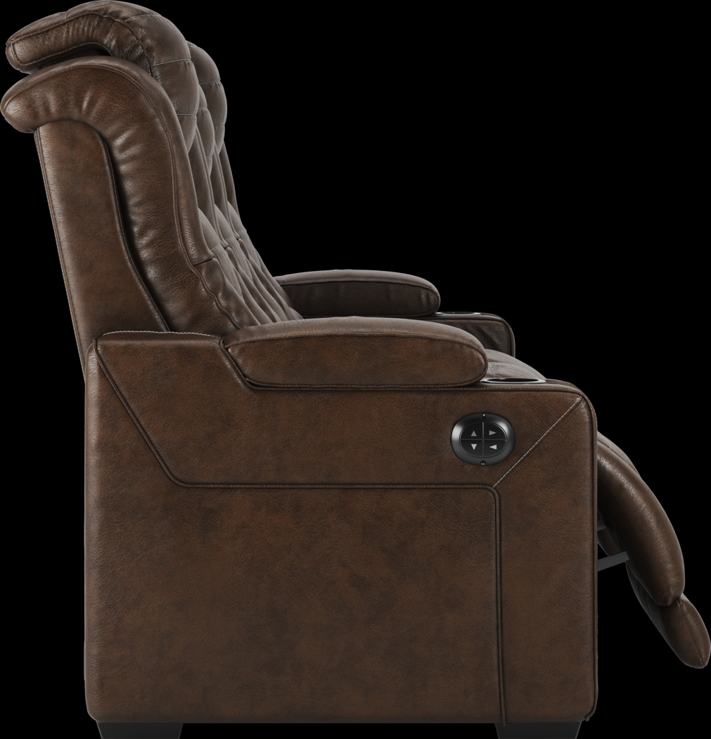 Eric Church Highway To Home Renegade Brown Leather Dual Power Reclining Sofa - Thumbnail - Image 5