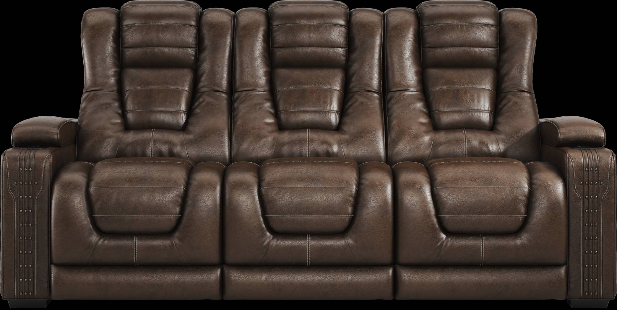 Eric Church Highway To Home Renegade Brown Leather Dual Power Reclining Sofa - Thumbnail - Image 1