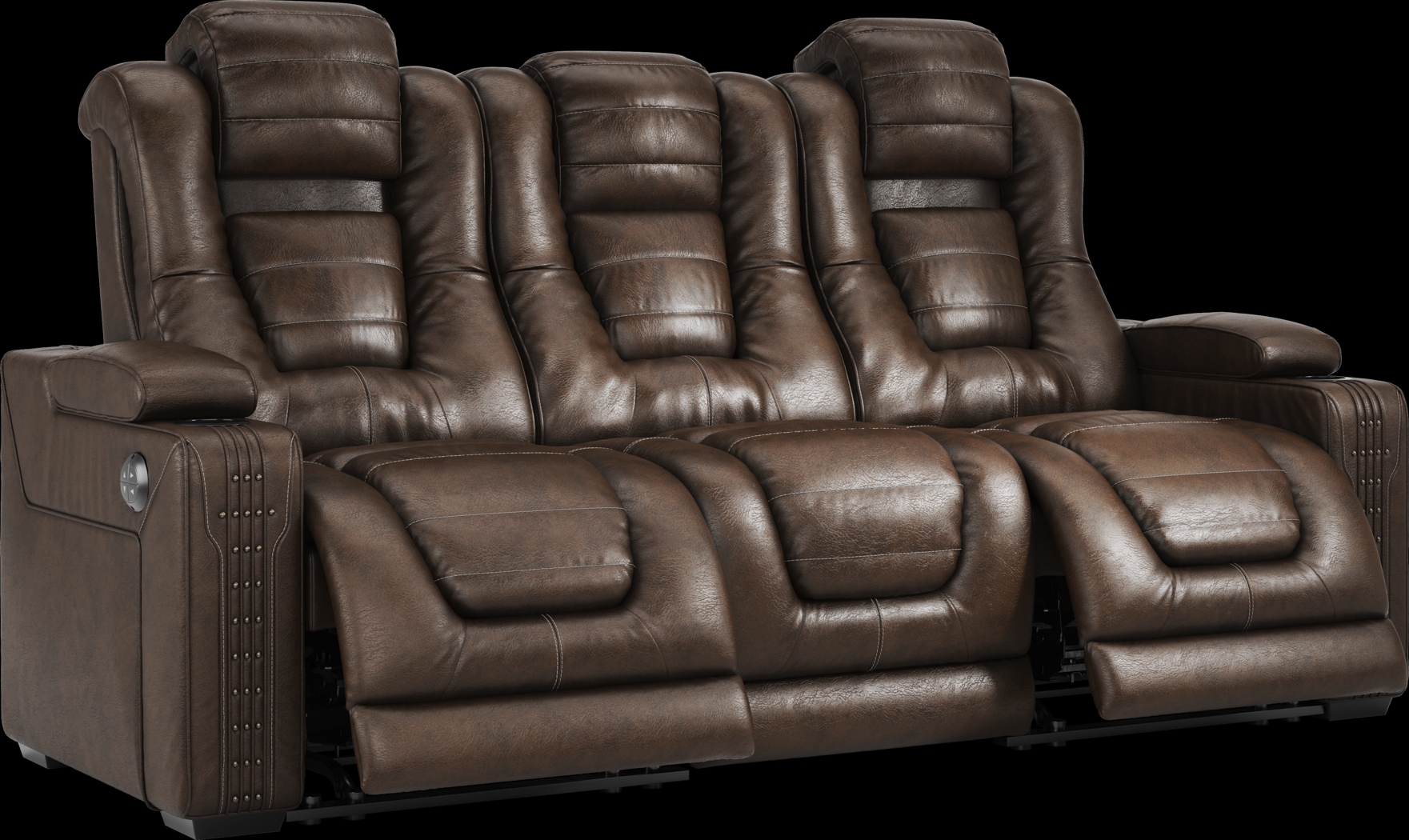 Renegade Brown Leather 3 Pc Dual Power Reclining Living Room - Thumbnail - Image 5