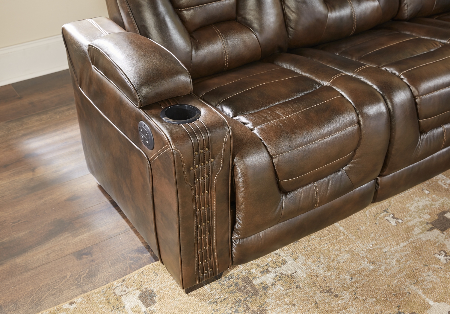 Renegade Brown Leather 3 Pc Dual Power Reclining Living Room - Thumbnail - Image 8