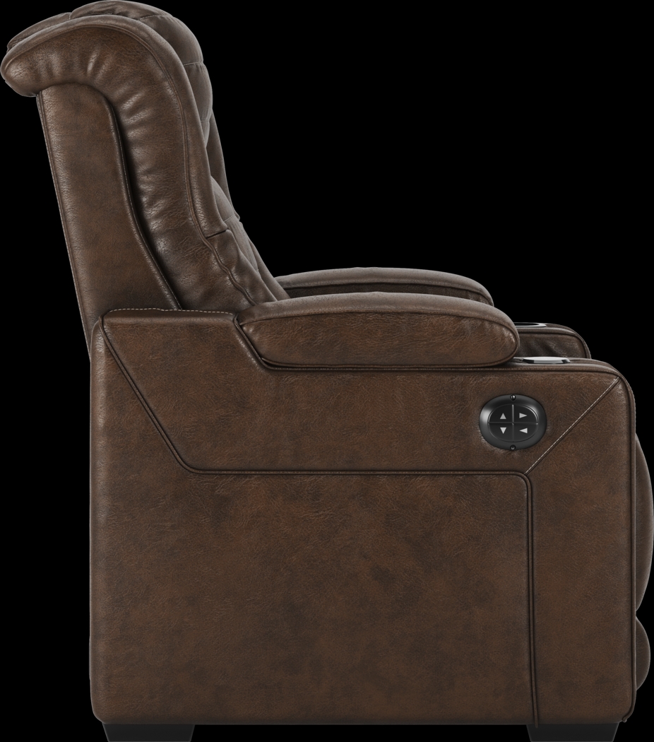 Eric Church Highway To Home Renegade Brown Leather Dual Power Recliner - Thumbnail - Image 3