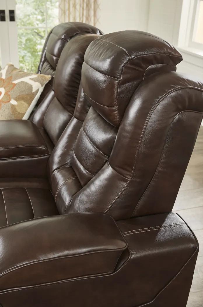 Eric Church Highway To Home Renegade Brown Leather Dual Power Reclining Console Loveseat - Image 8