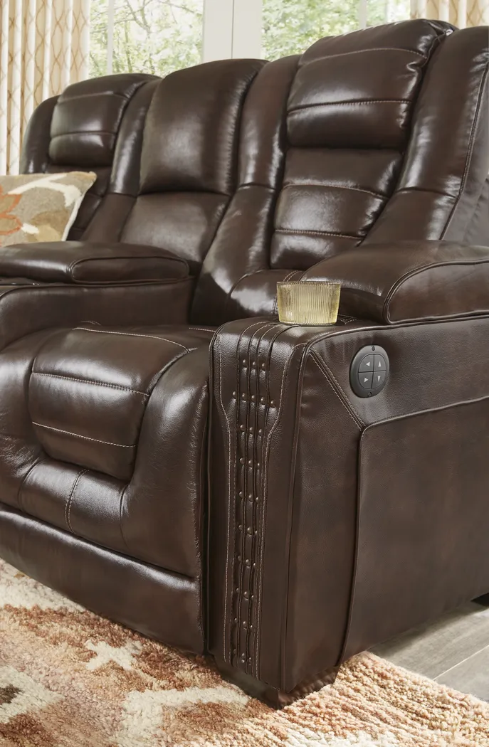 Eric Church Highway To Home Renegade Brown Leather Dual Power Reclining Console Loveseat - Image 10