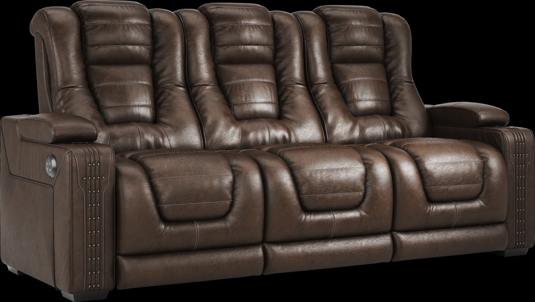 Eric Church Highway To Home Renegade Brown Leather Dual Power Reclining Sofa - Thumbnail - Image 3