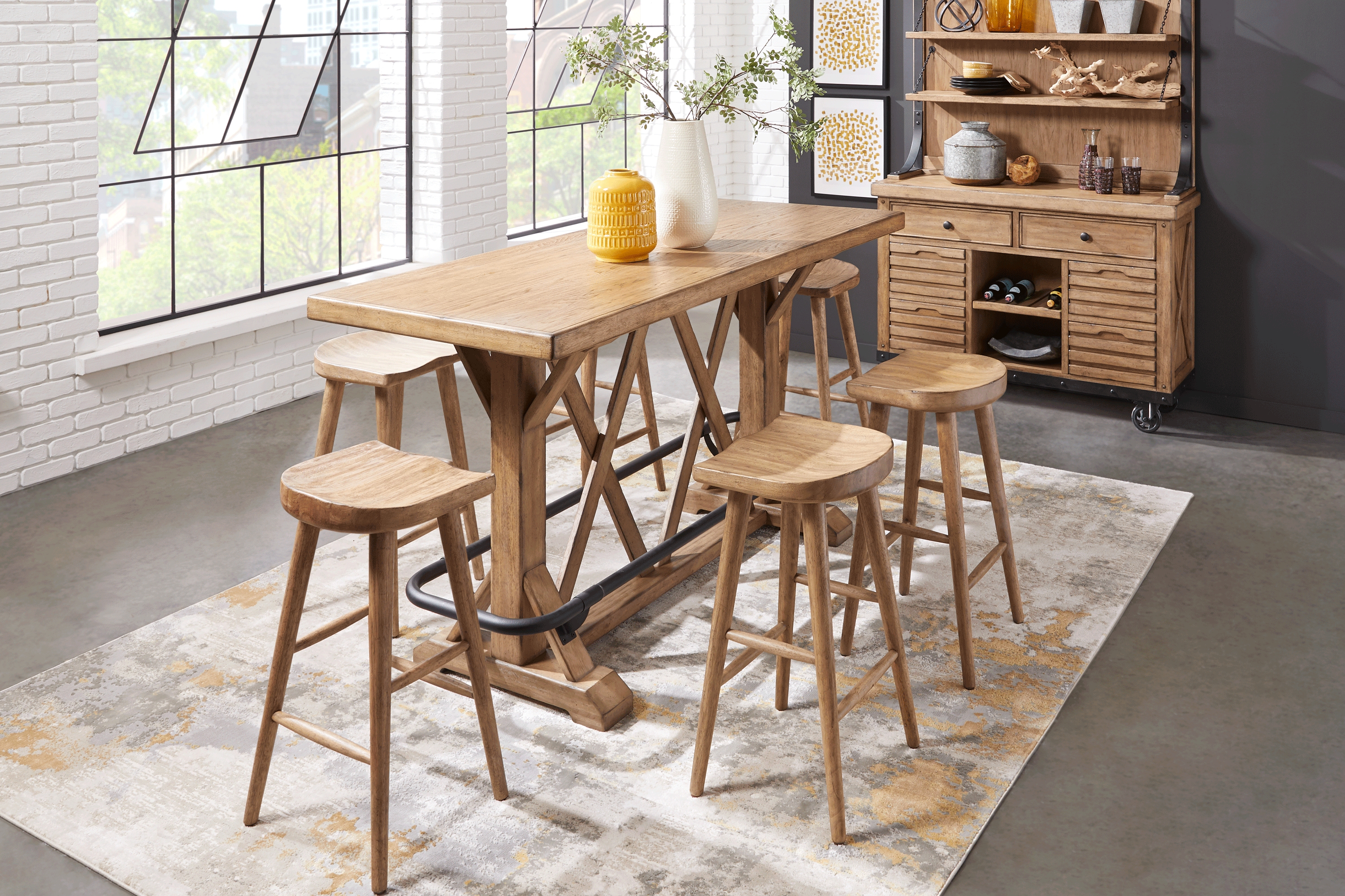 Eric Church Highway To Home Tap Room Blonde 5 Pc Bar Height Dining Room - Thumbnail - Image 1