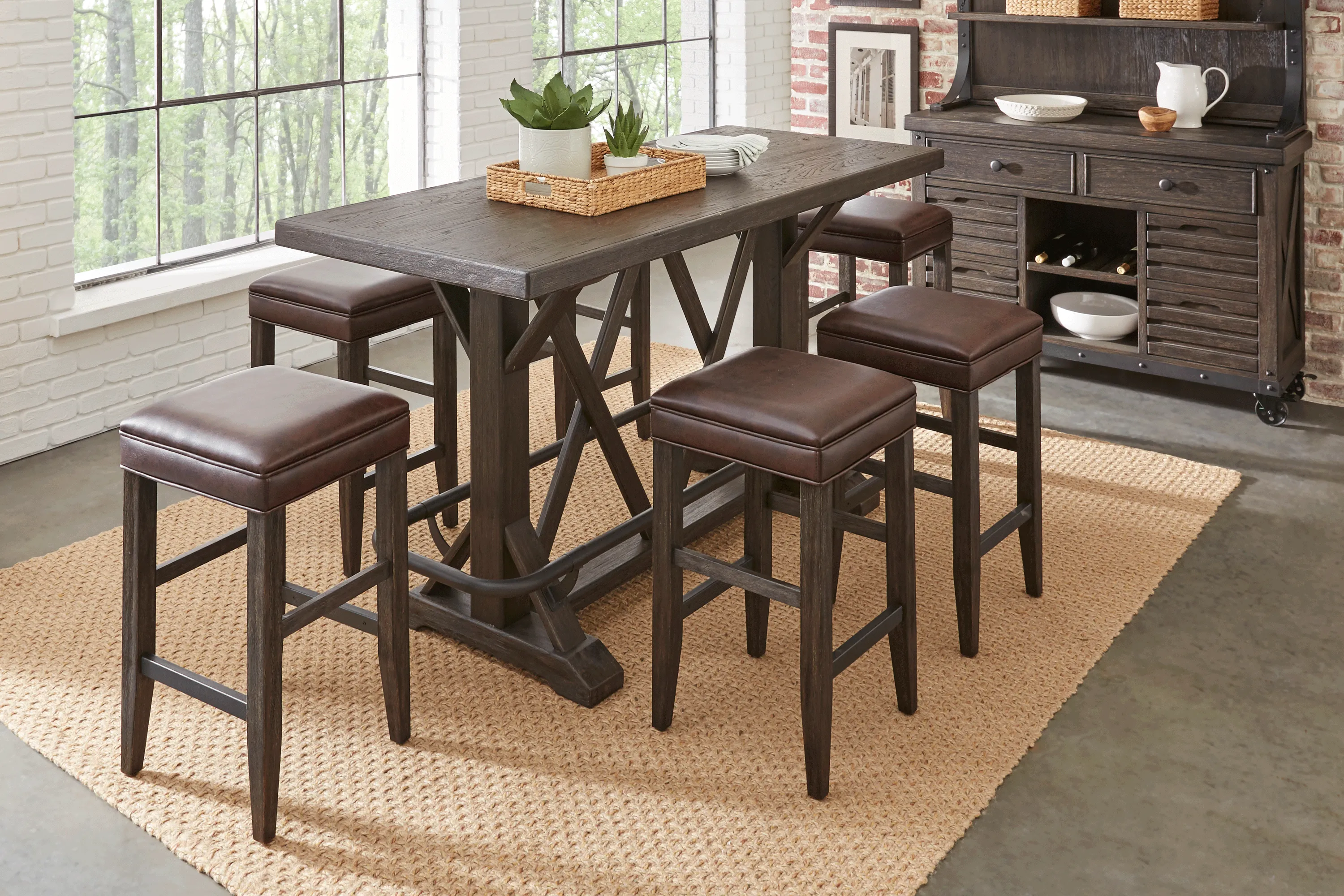 Eric Church Highway To Home Tap Room Brown 5 Pc Bar Height Dining Room - Thumbnail - Image 1