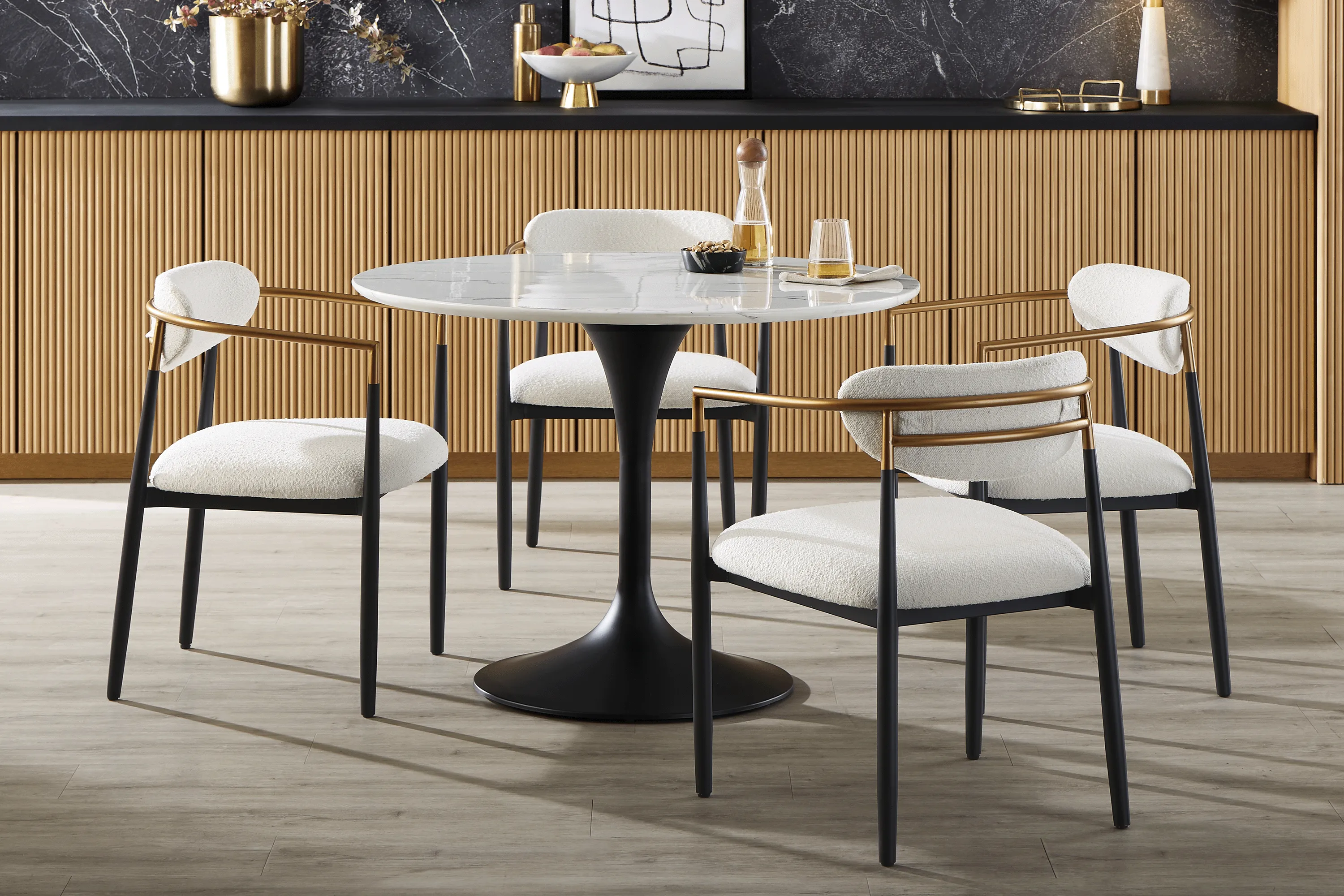 Eris White and Black Round Dining Table - Thumbnail - Image 2
