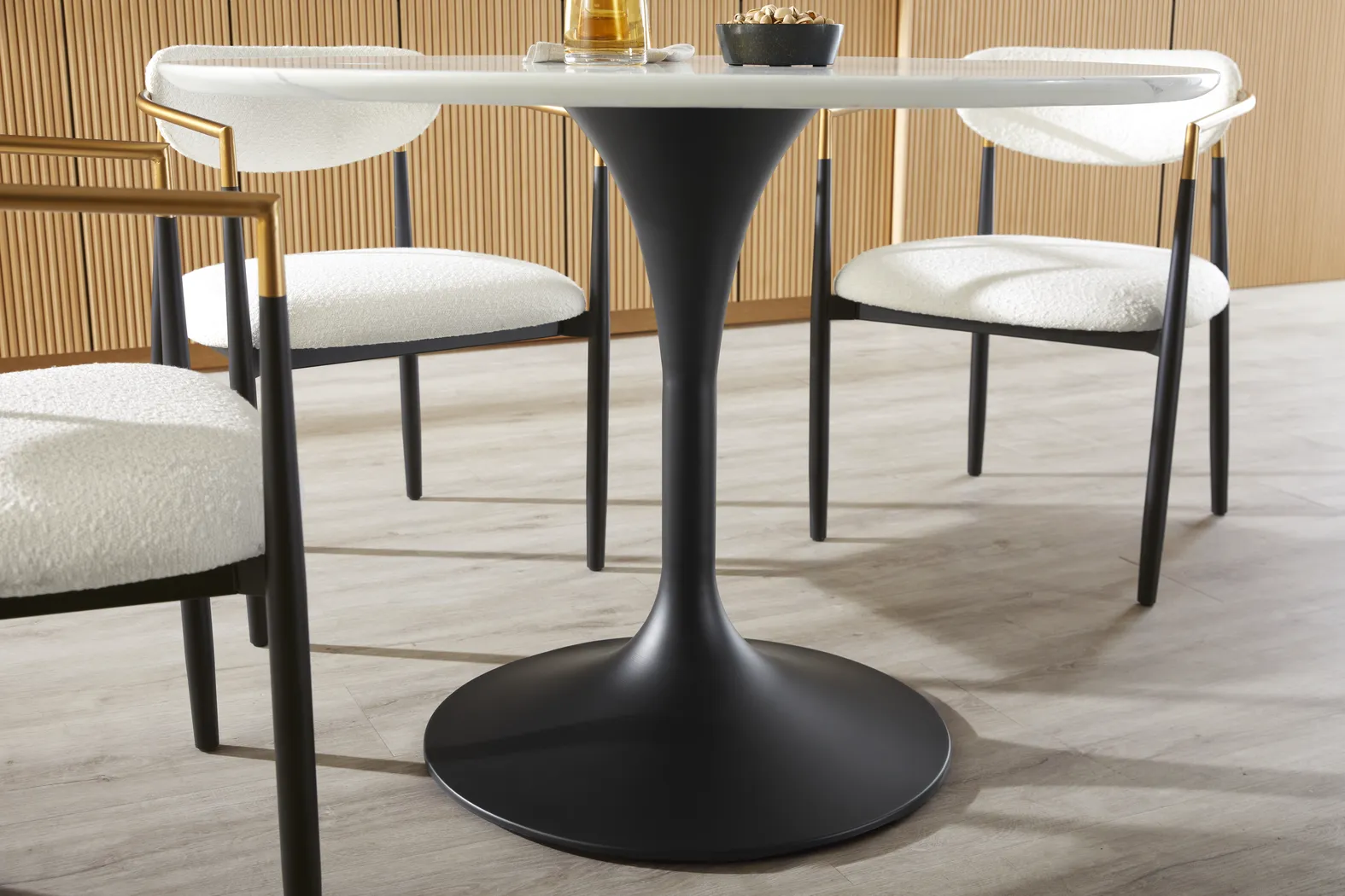 Eris White and Black Round Dining Table - Thumbnail - Image 3