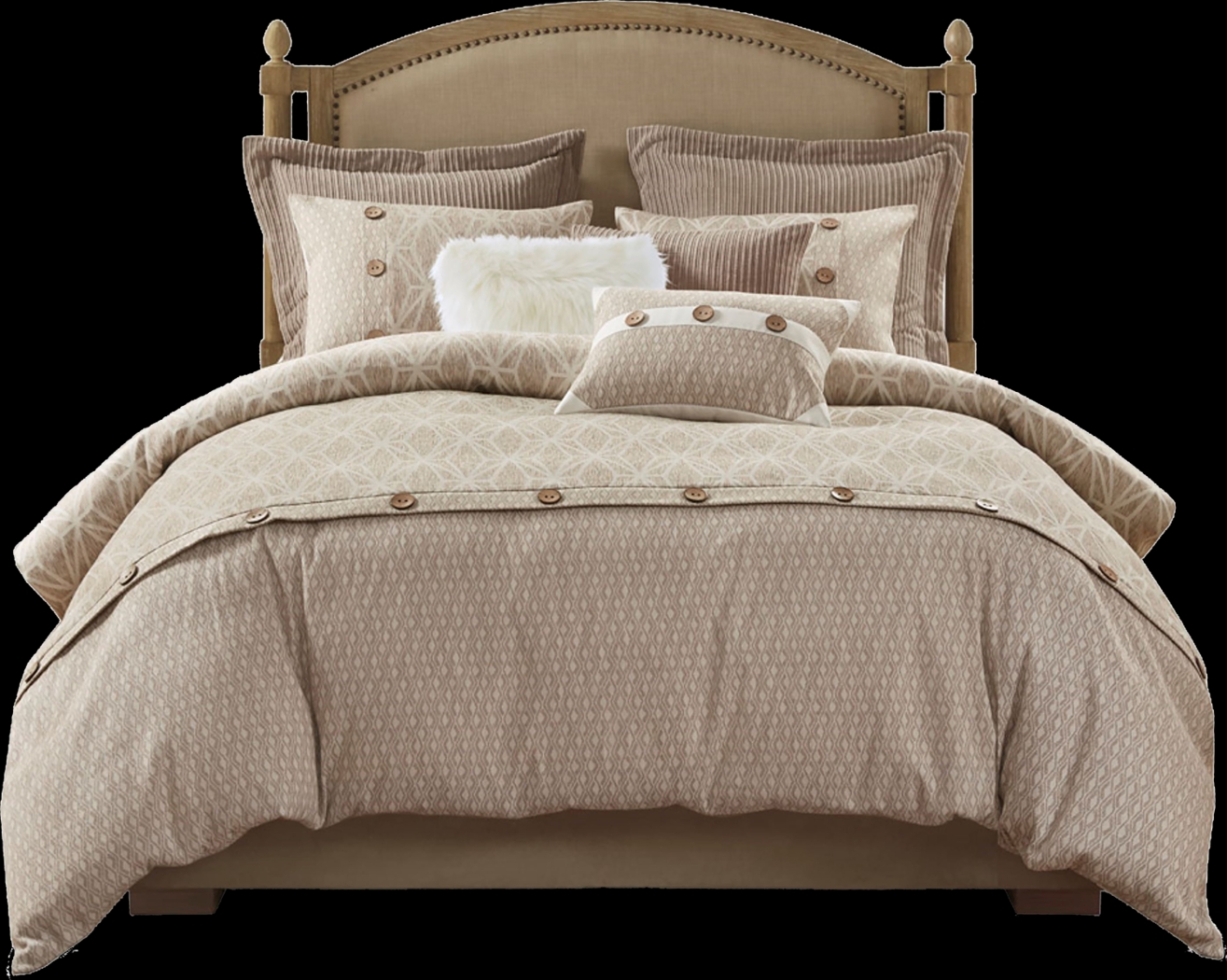 Erixa Beige King Comforter Set - Thumbnail - Image 1