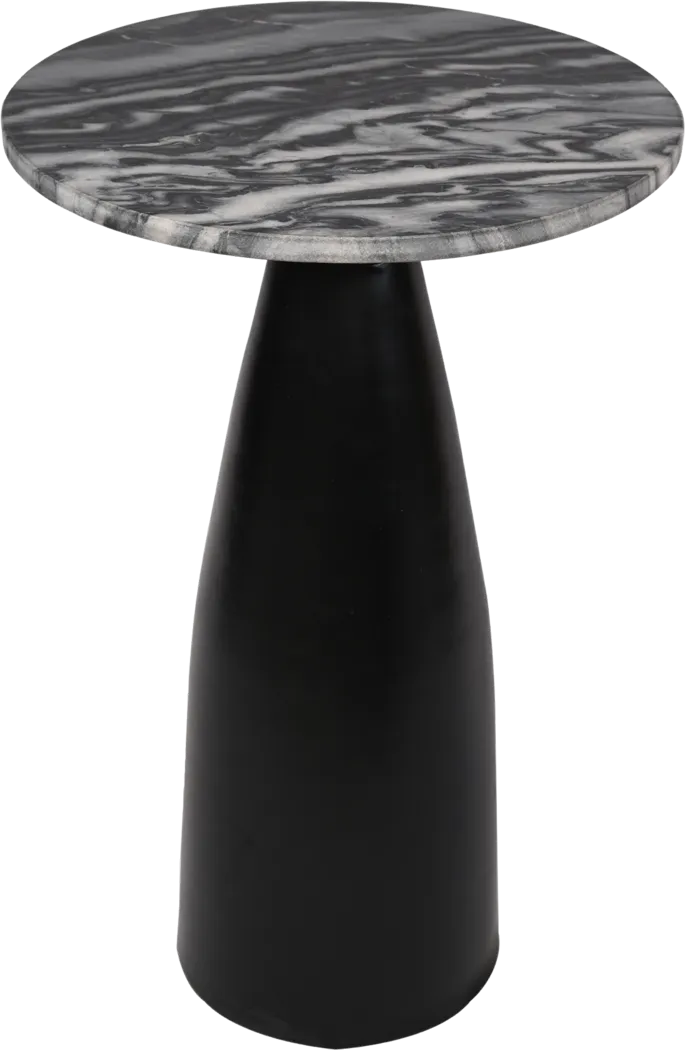 Erudite Black Accent Table with Black Marble Top - Thumbnail - Image 1