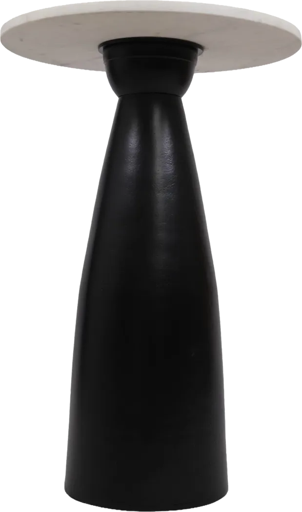 Erudite Black Accent Table with White Marble Top - Thumbnail - Image 3