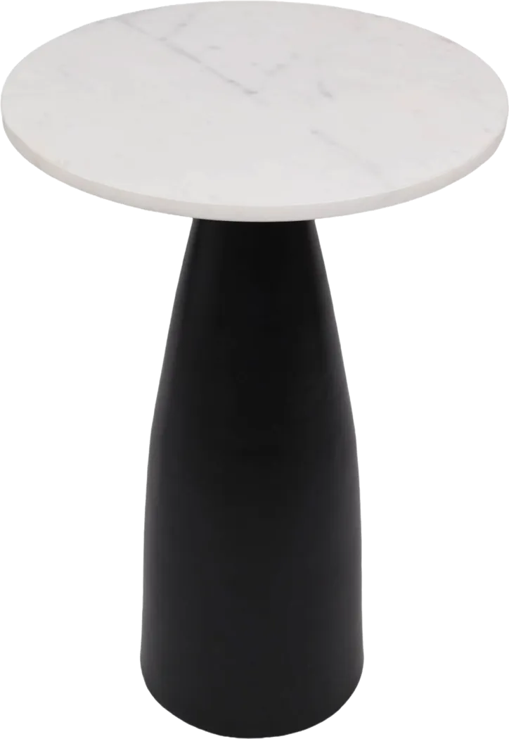 Erudite Black Accent Table with White Marble Top - Thumbnail - Image 1