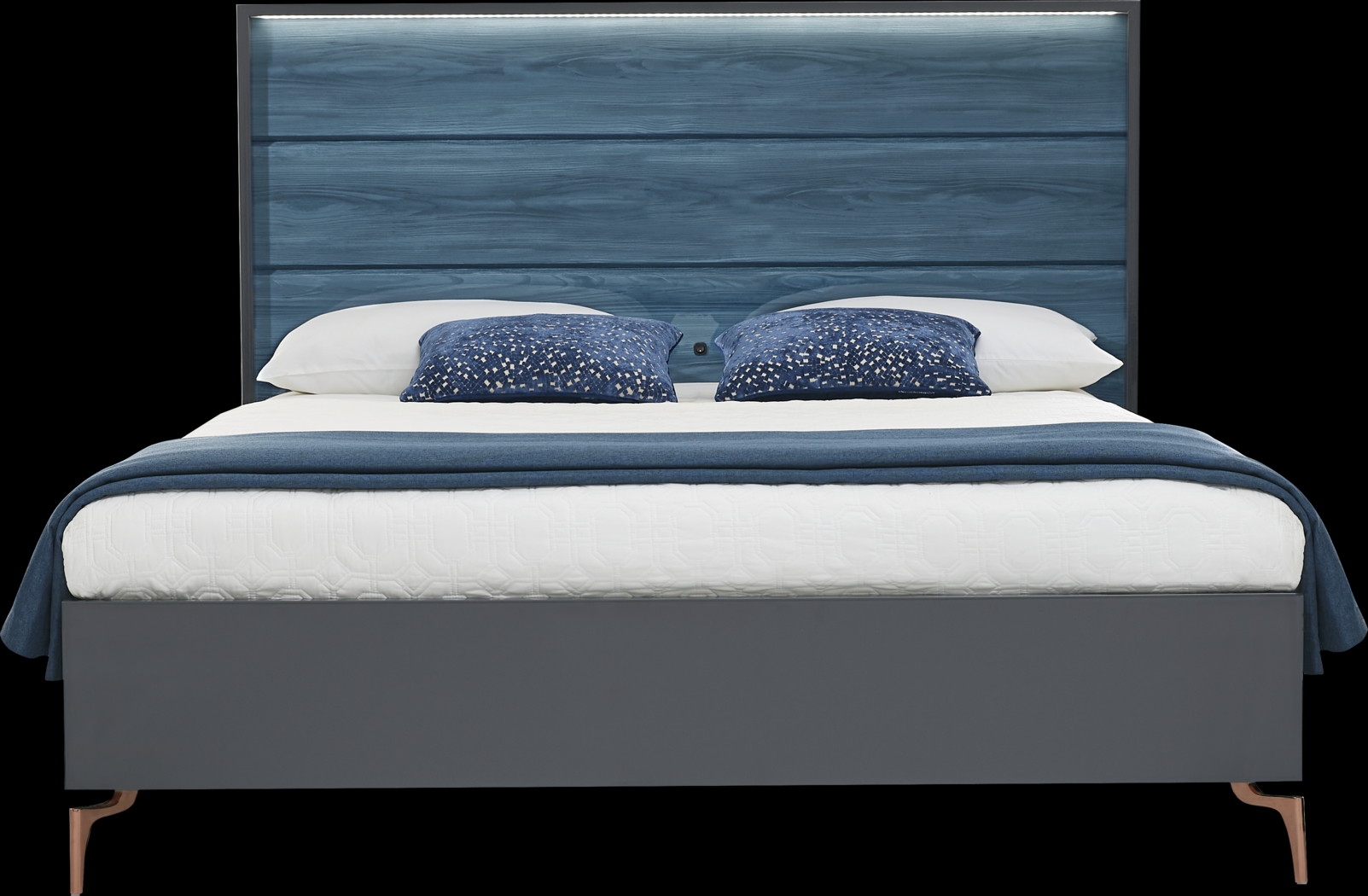 Esmedira Blue 3 Pc King Panel Bed - Thumbnail - Image 3