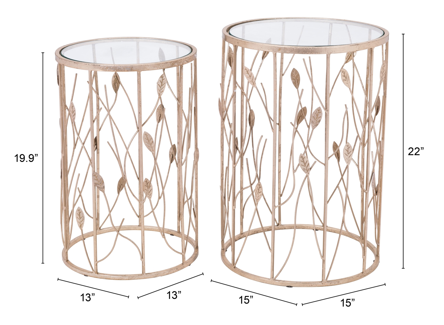 Esmond Gold Nesting Tables, Set of 2 - Thumbnail - Image 2