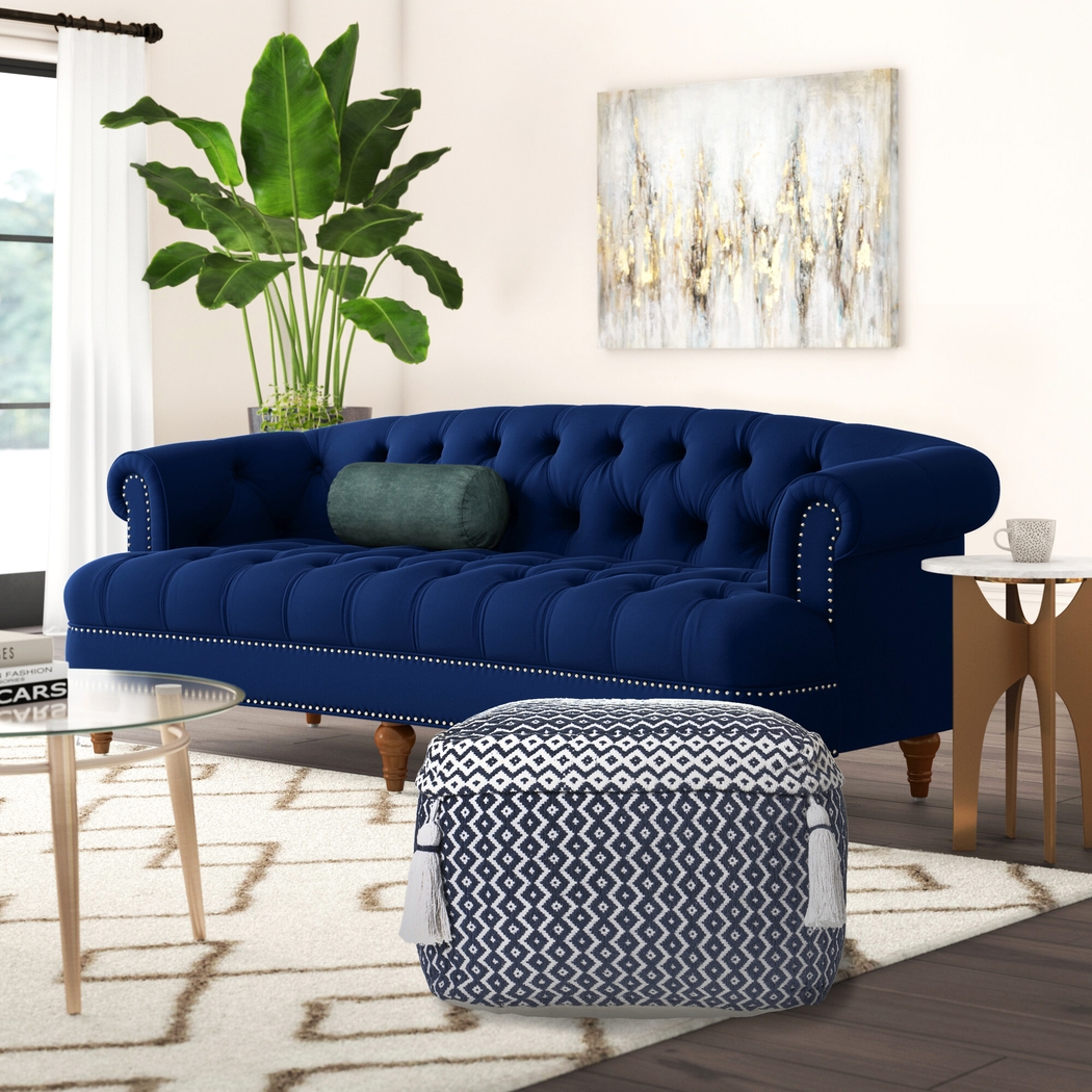 Esrinna Navy/Ivory Pouf - Thumbnail - Image 2