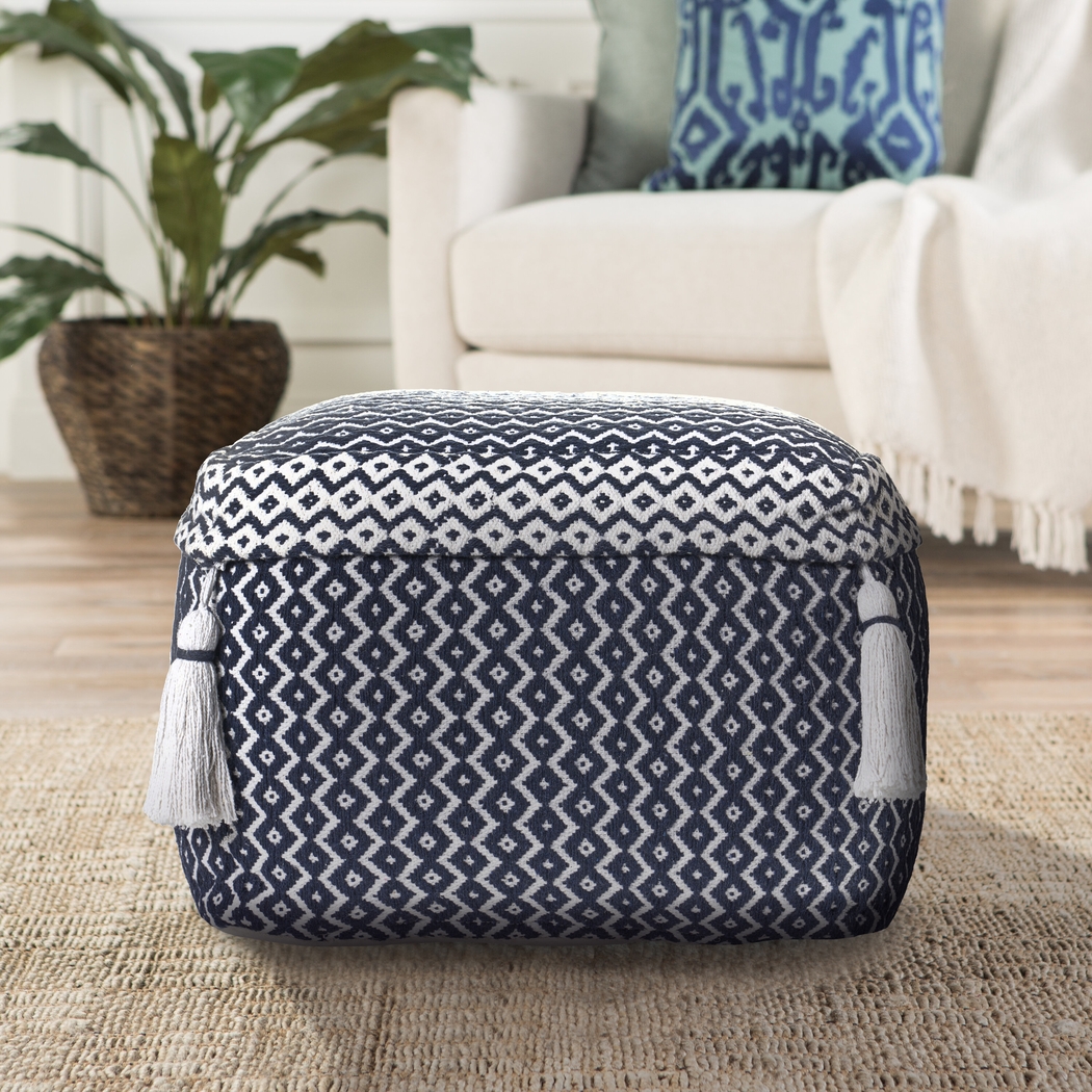 Esrinna Navy/Ivory Pouf - Thumbnail - Image 4