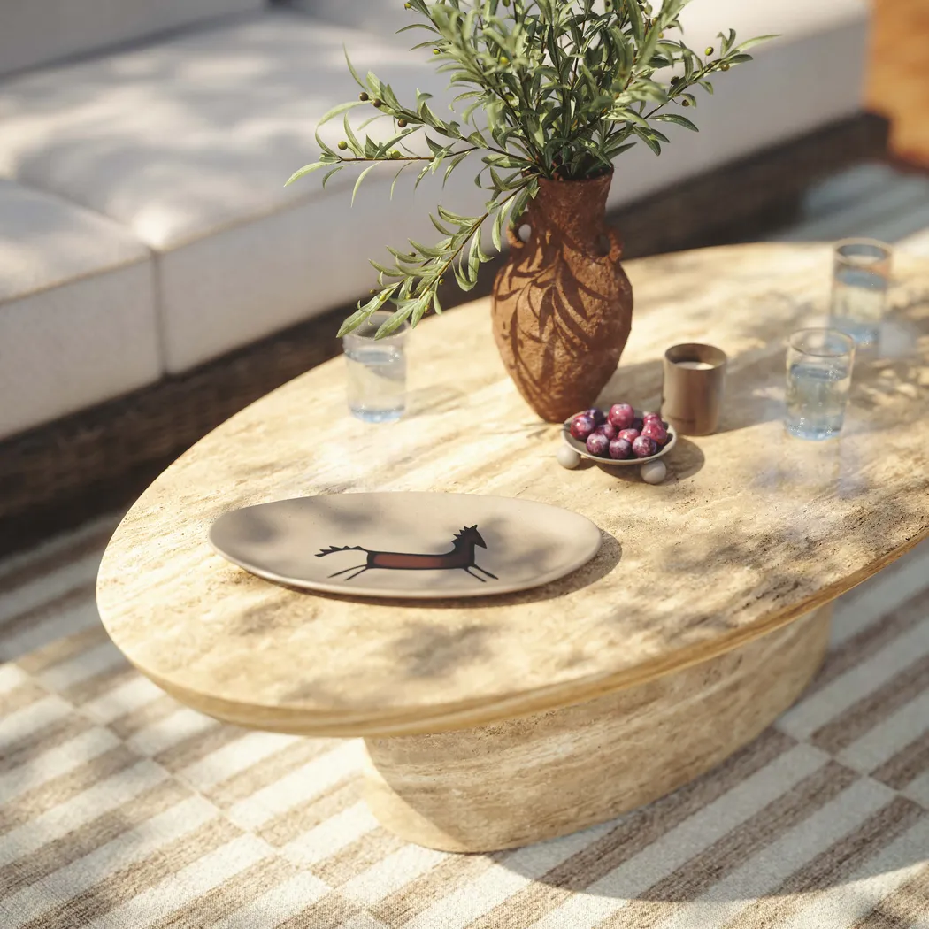 Esronto Outdoor Tan Cocktail Table - Thumbnail - Image 2