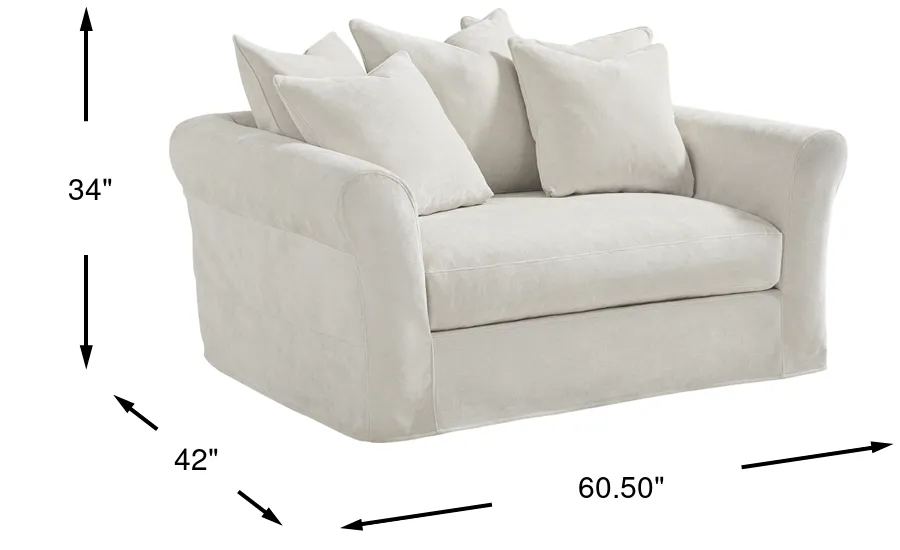 Cindy Crawford Essex Lane Ivory Beige Chenille Fabric Chair